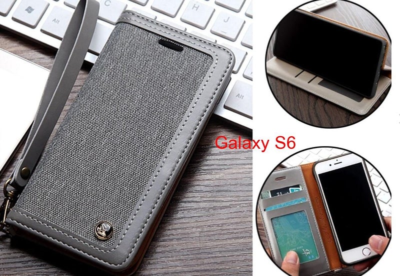 Galaxy S6 Case Wallet Denim Leather Case Carousel 1