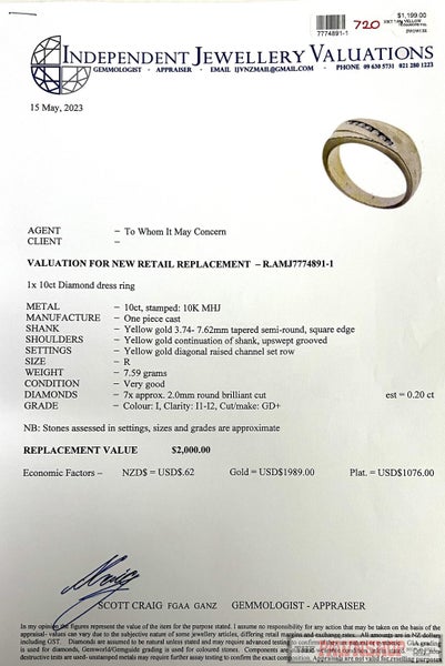 10ct Yellow Gold Men's Diamond Dress Ring ~ $2,000! Carousel 7