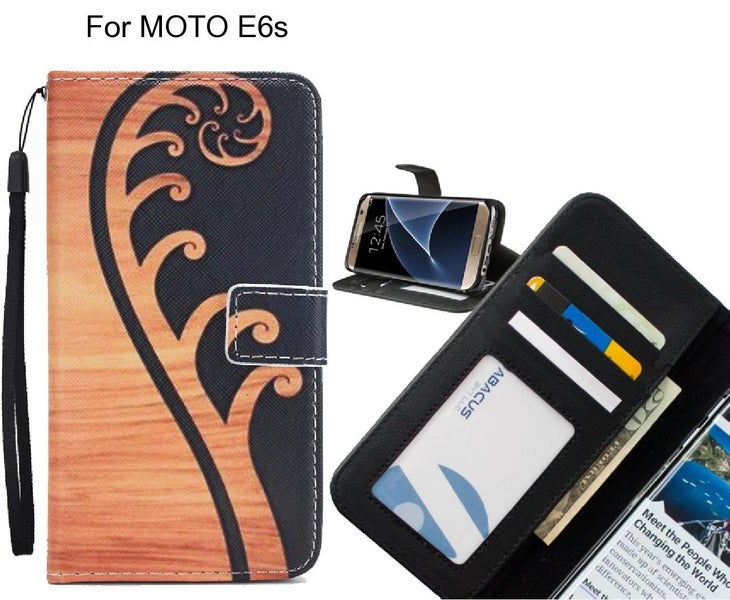 MOTO E6s case 3 card leather wallet case printed ID Carousel 1