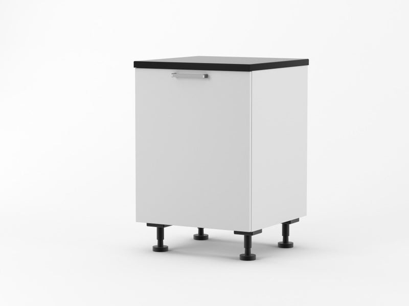 Italian Made 600mm Wide 1 Door Base Cabinet Verona white mat 2 pot lacquer Carousel 1