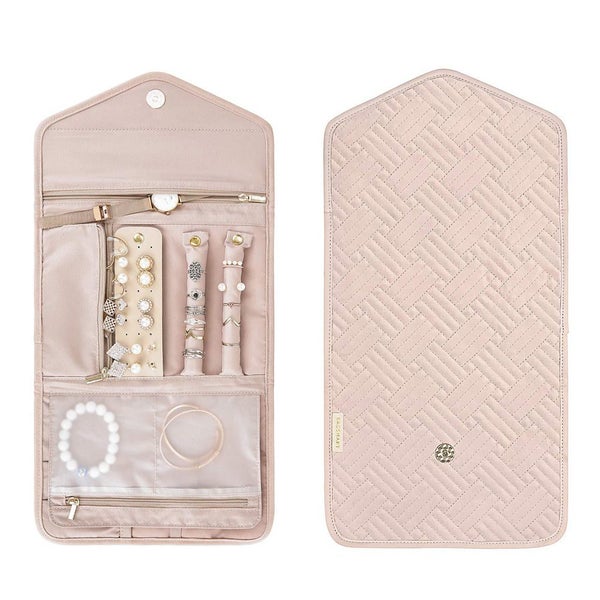 Foldable Jewelry Case Jewellery Pouch For Journey Organiser Travel -Pink Carousel 1