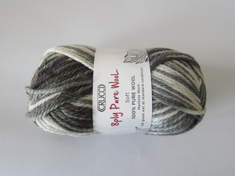 Crucci Soft 8ply 100% Wool Charcoal Print- 10 x 50g Balls Carousel 1