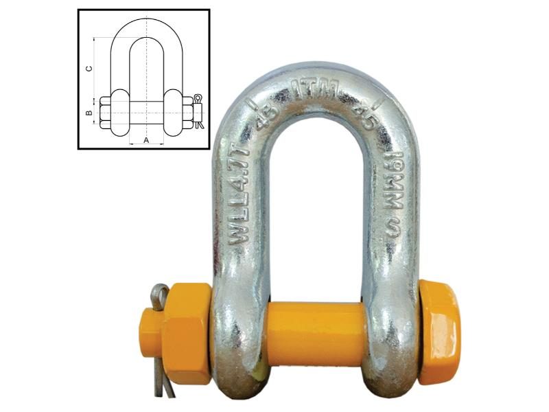 ITM Dee Shackle-Yellow Pin GS Safety Pin-12 Ton-32mm Body Carousel 1