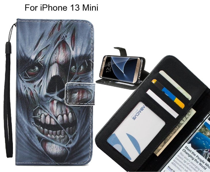 iPhone 13 Mini case 3 card leather wallet case printed ID Carousel 1
