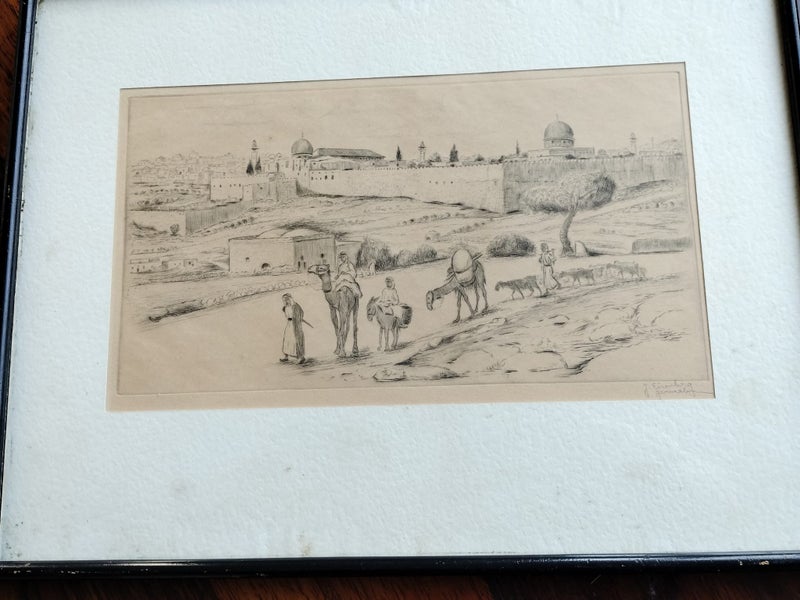 Original Signed Pencil Drawing/Etching by J Eisenberg Carousel 2