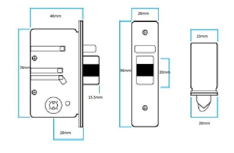 Borg Digital Mortice Lock Latch Only 28mm Suits BL2000 Carousel 2