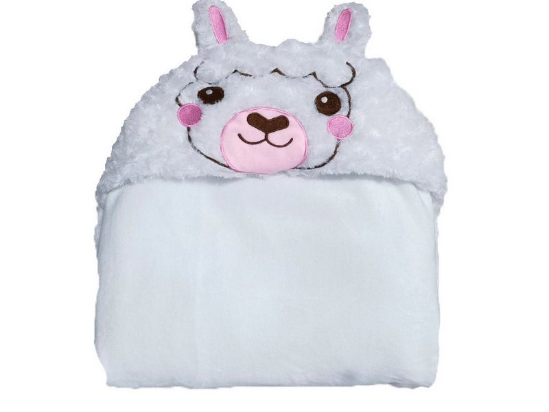 Flannel Fleece Sherpa Throw Blanket Wearable Hooded Blanket for Adults White Carousel 2