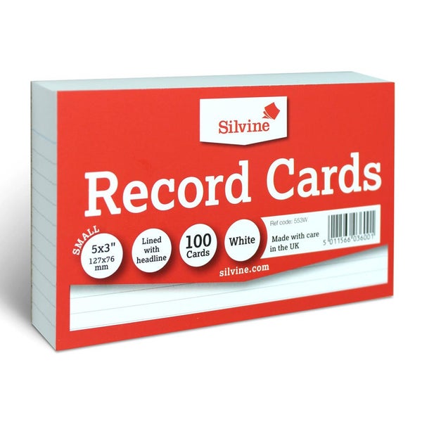 Silvine Record Cards 5x3 Ruled White Carousel 2