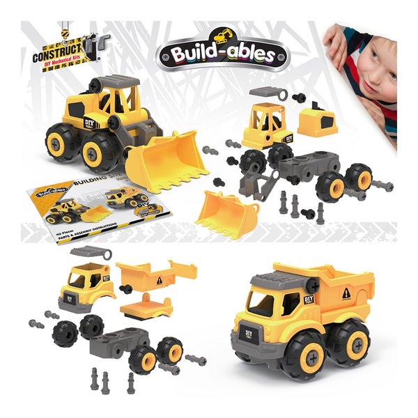 40pc Construct IT Buildables 2-in-1 Site Vehicle Truck Set w Case Kids 3+ YLW Carousel 2