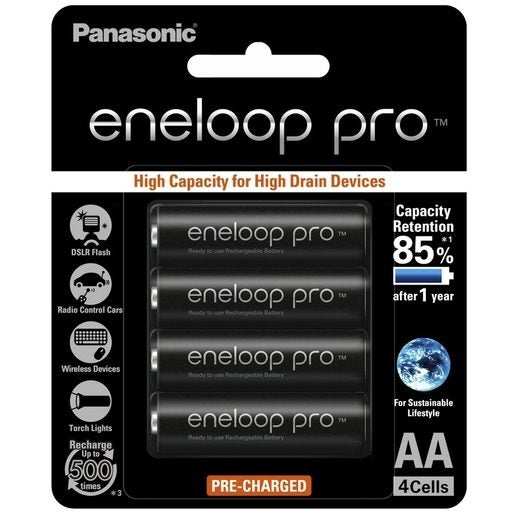 Panasonic Eneloop Pro NiMH AA Batteries 2450mAH 4 Pack SB2936 Carousel 1
