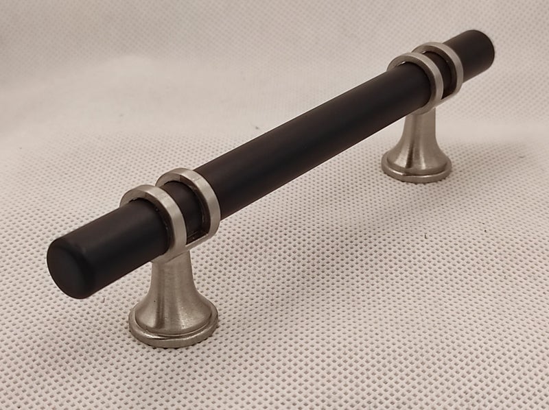 TBar Circular Cabinet Door and Drawer Handles 128mm Black/Brushed Nickel Carousel 1
