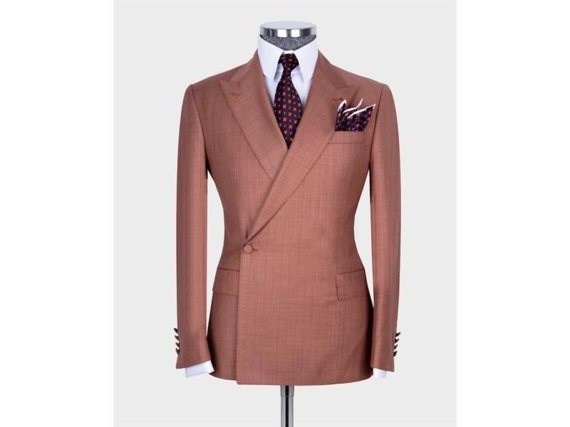 Classic Double Breasted Groom Tuxedo For Wedding 2pcs Blazer Pants Formal Party Carousel 1