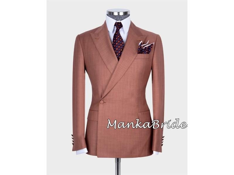 Classic Double Breasted Groom Tuxedo For Wedding 2pcs Blazer Pants Formal Party Carousel 2