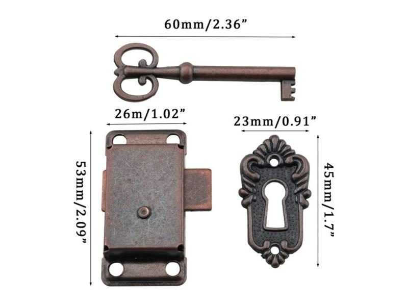 Decorative Furniture Locks Antique Iron Drawer Locks With Key Jewelry Wooden Carousel 2