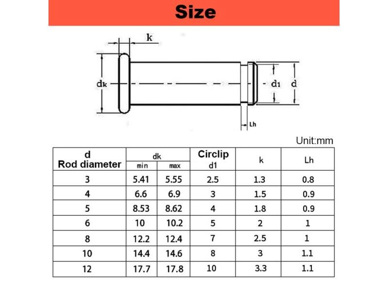 M3M4M5M6M8M10M12M16 304 Stainless Steel Flat Head With Grooved Pin Shaft Carousel 2