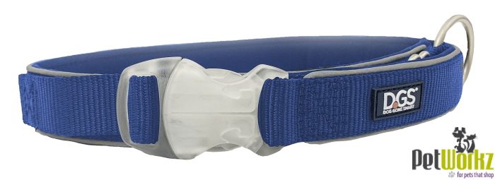DOG COLLAR COMET RECHARGEABLE LIGHT UP SAFETY COLLAR LARGE NAVY 25MM x 45-63CM Carousel 1