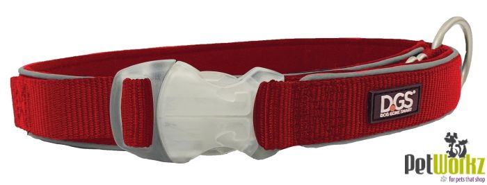 DOG COLLAR COMET RECHARGEABLE LIGHT UP SAFETY COLLAR MEDIUM RED 25MM x 45-63CM Carousel 1
