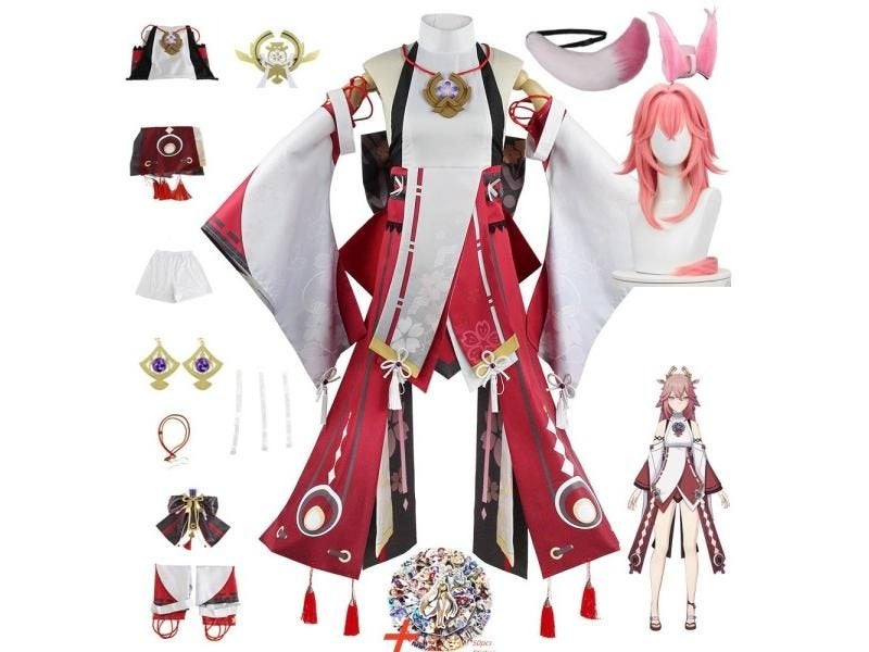 Cosplay Yae Miko Guuji Yae Costume Wig Tail Game Halloween Carnival Women Carousel 1