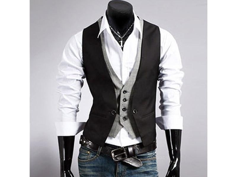 Mens Suit Vest Slim Casual Business Groomman Wedding Oversized Vests Carousel 2