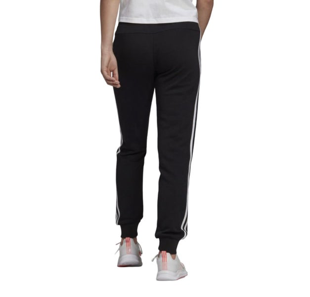 Womens Adidas Essentials French Terry Logo 3-Stripes Pants Black/ White Carousel 2