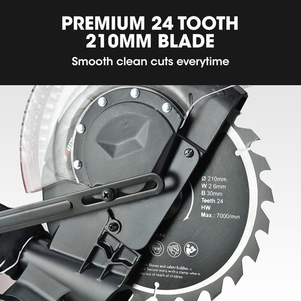 210mm 1500W Sliding Compound Mitre Saw Drop 8" Single Bevel Miter Carousel 2