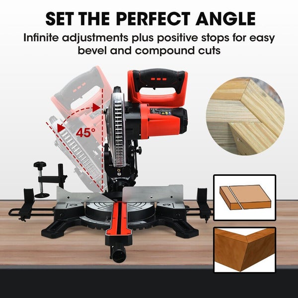 210mm 1500W Sliding Compound Mitre Saw Drop 8" Single Bevel Miter Carousel 10