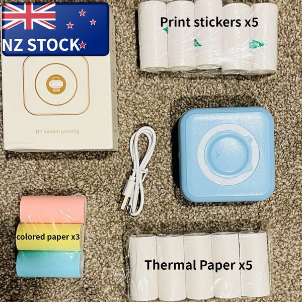 Portable Pocket mini Label Wireless Bluetooth inkless Sticker Printer +13 rolls Carousel 1
