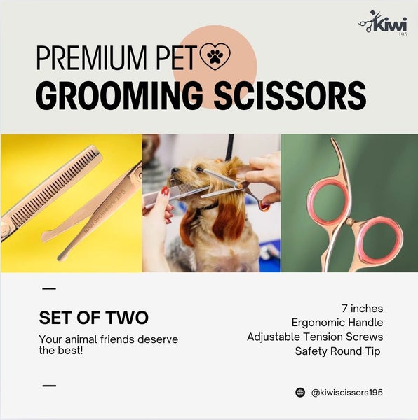 Set of Dog Grooming Scissors (Straight & Thinning)- 7 inches Carousel 1