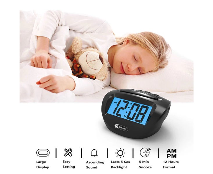 Digital Plastic LCD Screen Alarm Clock Snooze Large Display Ascending Sound E... Carousel 2
