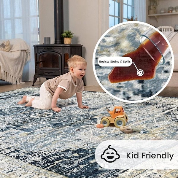 Vintage Floor Mat Rugs 120 x 160cm MACHINE WASHABLE Carousel 8