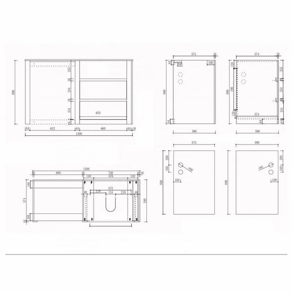 Laundry Tub and Cabinet 1500mm Carousel 10