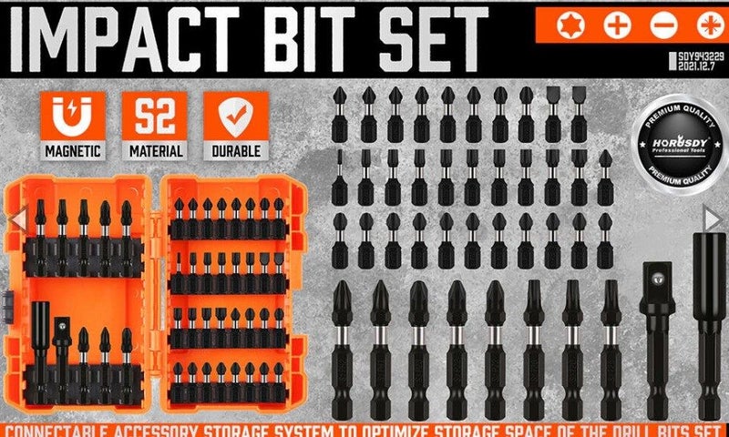 Impact Magnetic Screwdriver Bits Set 42PC Carousel 8