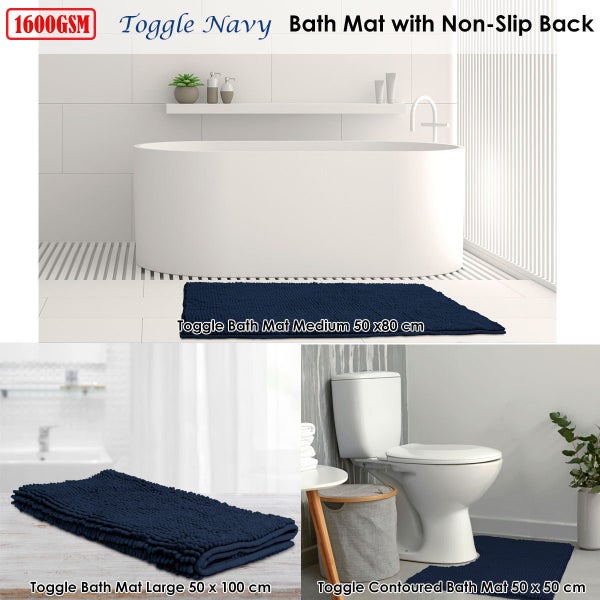 Toggle Microfiber Bath Mat Medium Navy Bath Mats Rugs & Toilet Covers Carousel 2