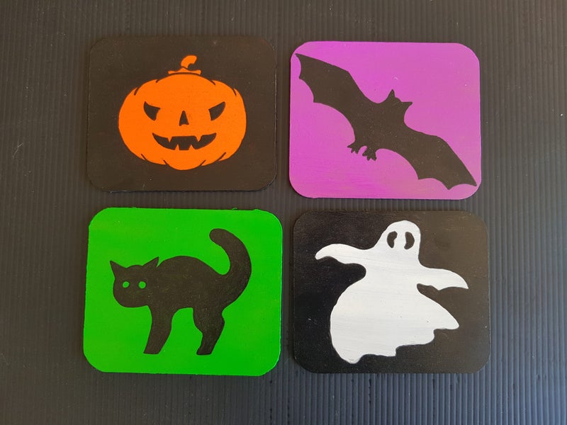 Hand Painted Halloween themed coasters Carousel 1