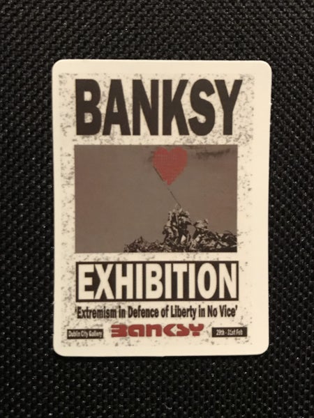 ** BANKSY ART ** 1 x Sticker - ‘Banksy Exhibition’ (5cm) Carousel 1