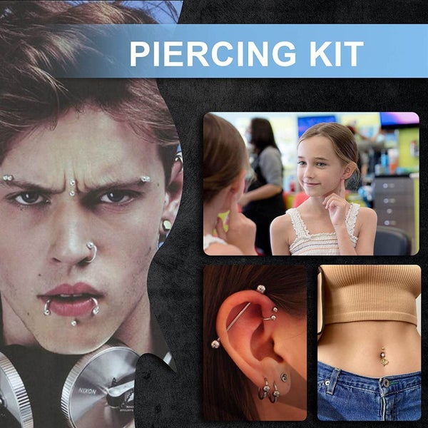 Professional Body Piercing Kit Tool Ear Lip Tongue Nose Navel Nipple Ring Carousel 2