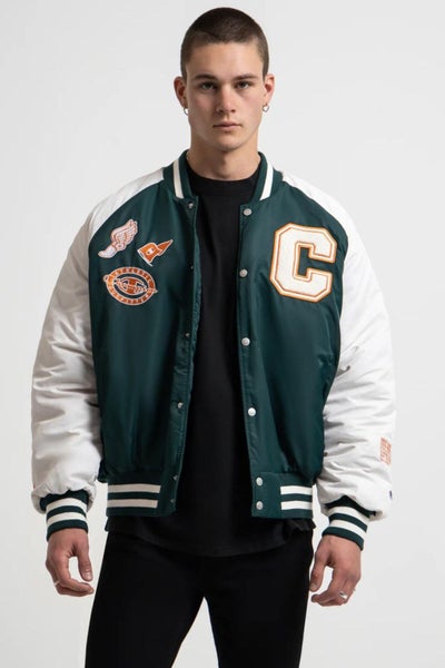 Champion Unisex Clubhouse Varsity Jacket in Midfield Green Carousel 1