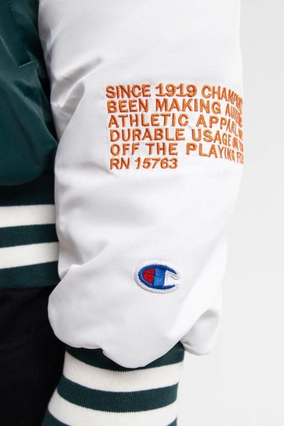 Champion Unisex Clubhouse Varsity Jacket in Midfield Green Carousel 4