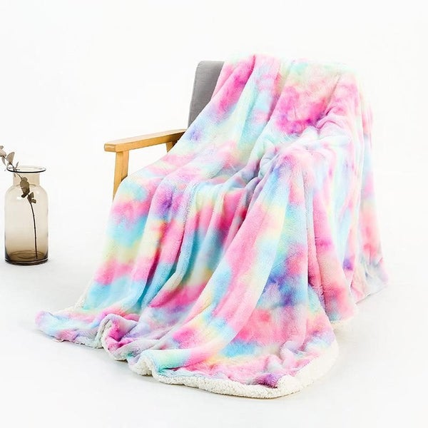 Hod Health & Home Rainbow Plush Super Soft Blanket Colorful Sofa Cover Carousel 2