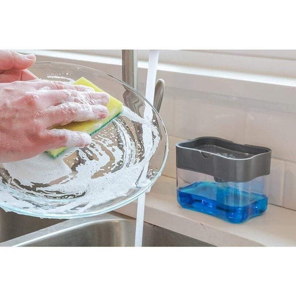 Washing Machines Dishwashing Soap Dispenser Sponge Holder 2 In 1 Box Countertop Carousel 5