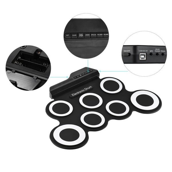 Electronic Digital Drum Kit Usb 7 Pads Roll Up Silicone Set Electronic Drum Kit Carousel 2