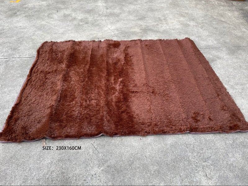 BROWN Ultra Soft Area Rugs Fluffy Carpets Bedroom Kids Shaggy Floor Nursery Mats Carousel 1