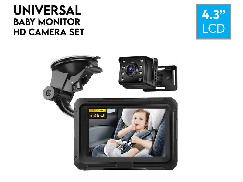 1080P Baby Car Monitor & Camera Set with Night Vision - Adjustable 360° Rotation Carousel 1