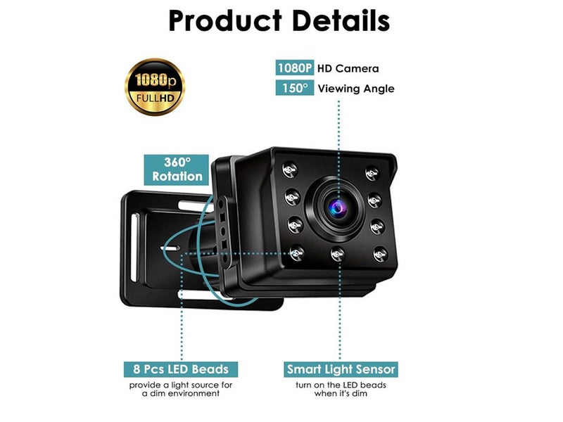 1080P Baby Car Monitor & Camera Set with Night Vision - Adjustable Rotation62854320556931113