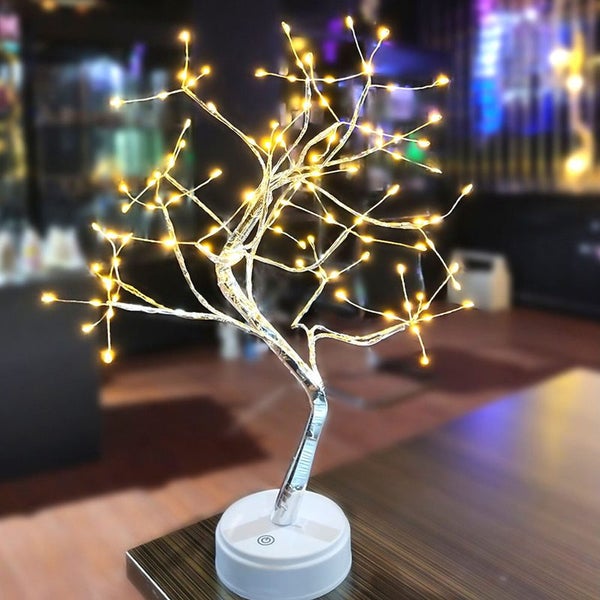 LED Fire Tree Silver Lantern with Base Carousel 1