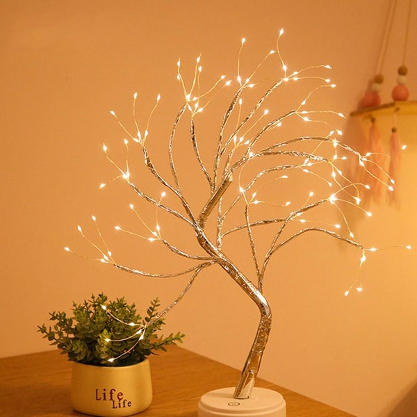 LED Fire Tree Silver Lantern with Base Carousel 5