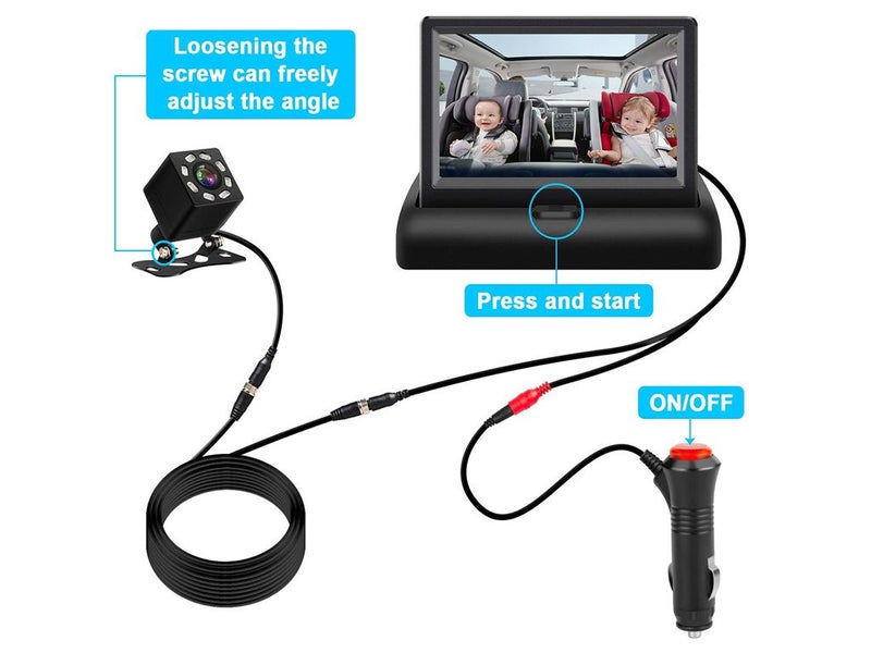 4.3" Baby Car Folding Monitor Seat Bracket Camera Set Carousel 5