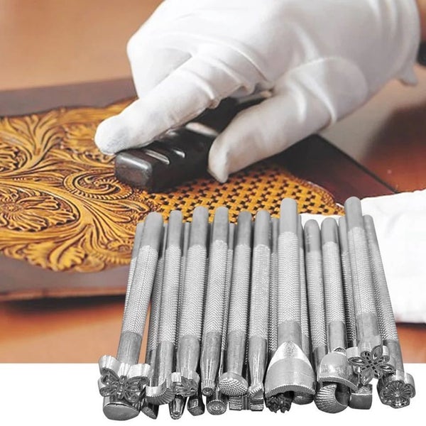 Leather Stamping Kit Metal Punch Tool Pottery Stamps DIY Clay Ceramics Stamp Carousel 9