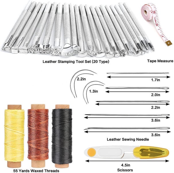 Leather Craft Tools Kit With Hand Sewing Stitching Punch Tool Saddle Groover Set Carousel 6
