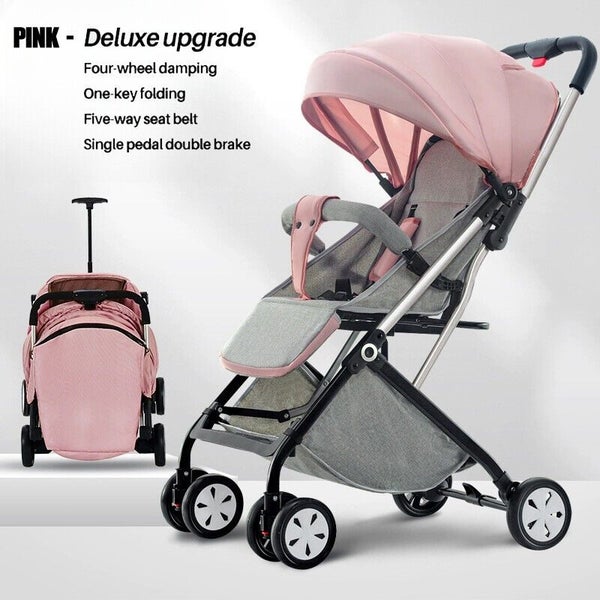 Pink Lightweight Compact Baby Stroller Pram Easy Fold Travel Easy Carry Carousel 1